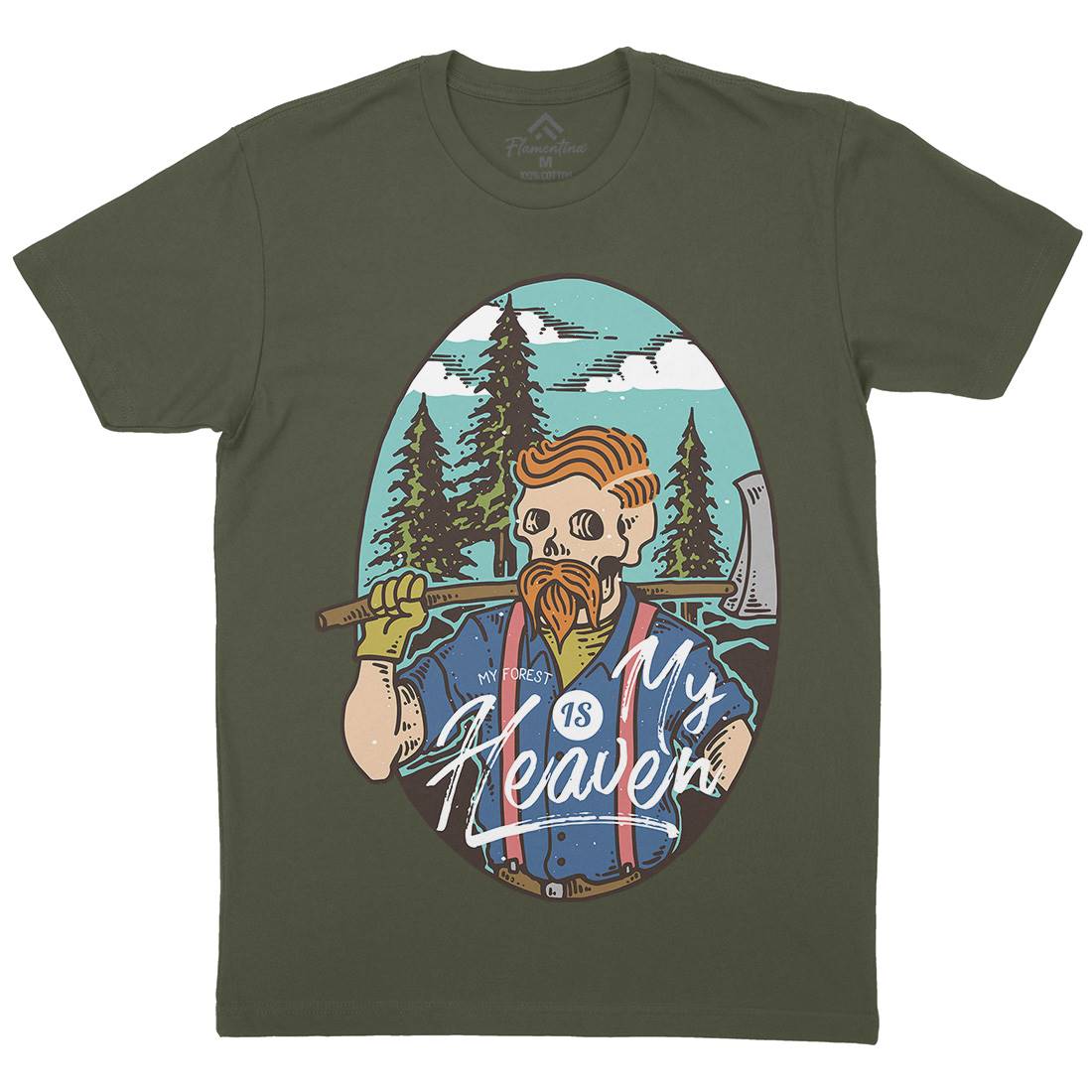 Lumberjack Heaven Mens Organic Crew Neck T-Shirt Work C748