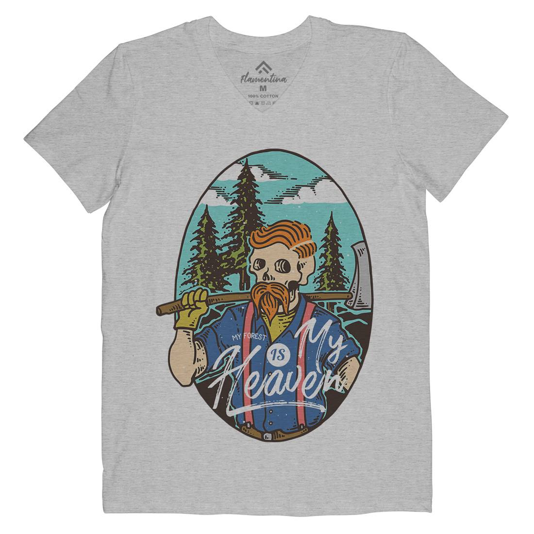 Lumberjack Heaven Mens Organic V-Neck T-Shirt Work C748