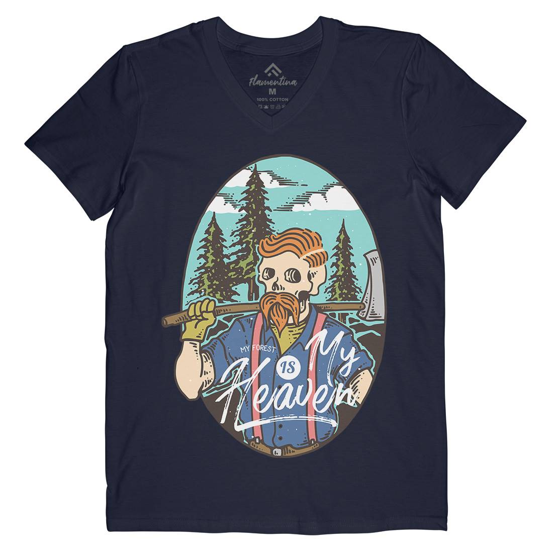 Lumberjack Heaven Mens Organic V-Neck T-Shirt Work C748