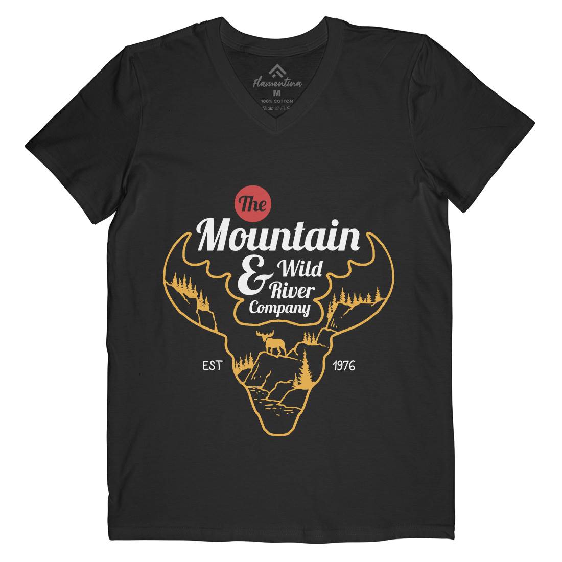 Moose Mens Organic V-Neck T-Shirt Animals C750