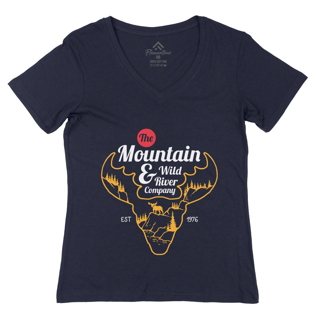 Moose Womens Organic V-Neck T-Shirt Animals C750