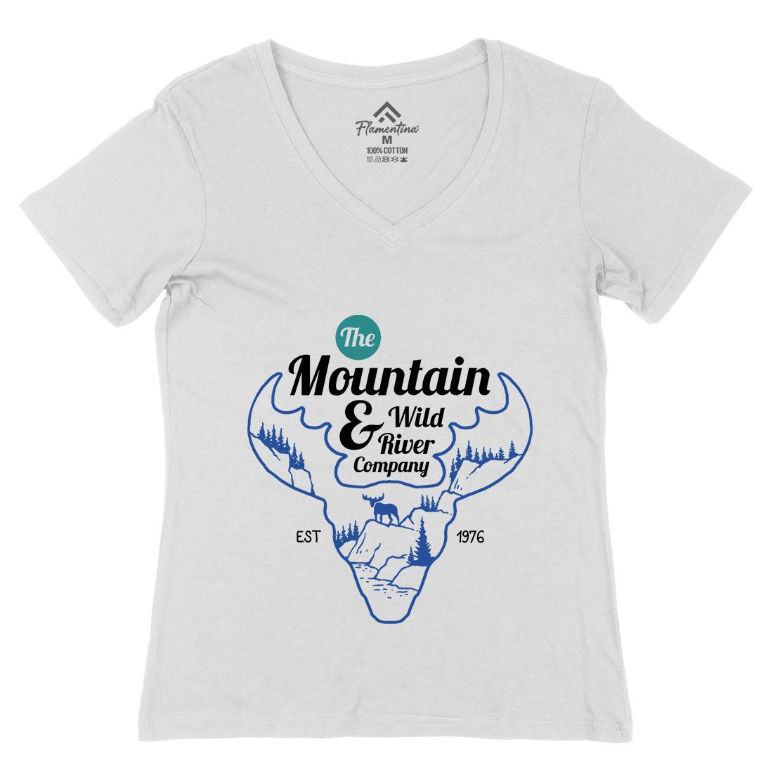 Moose Womens Organic V-Neck T-Shirt Animals C750