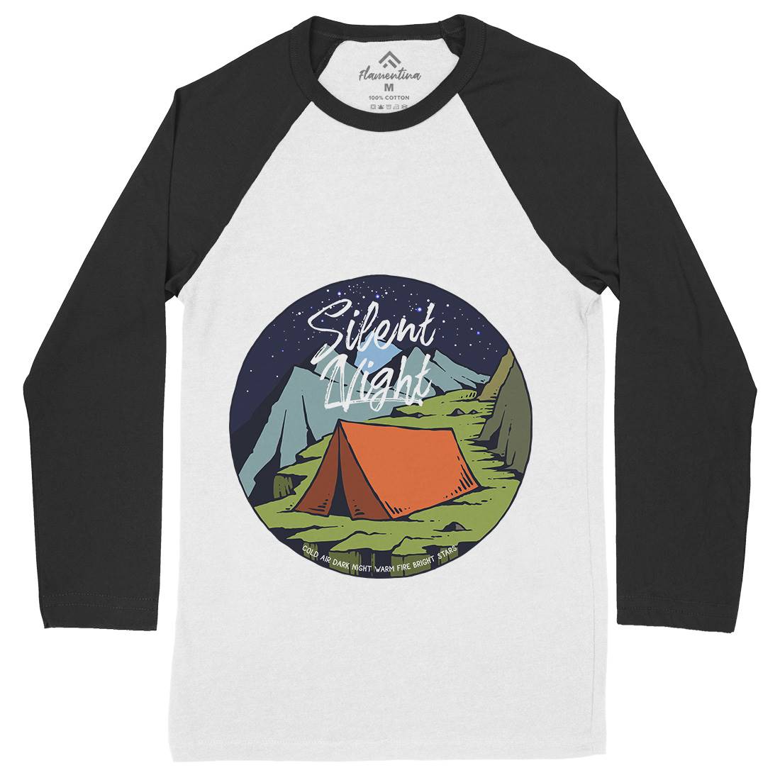 Night Camp Mens Long Sleeve Baseball T-Shirt Nature C751