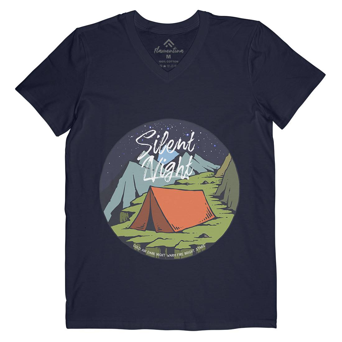Night Camp Mens Organic V-Neck T-Shirt Nature C751