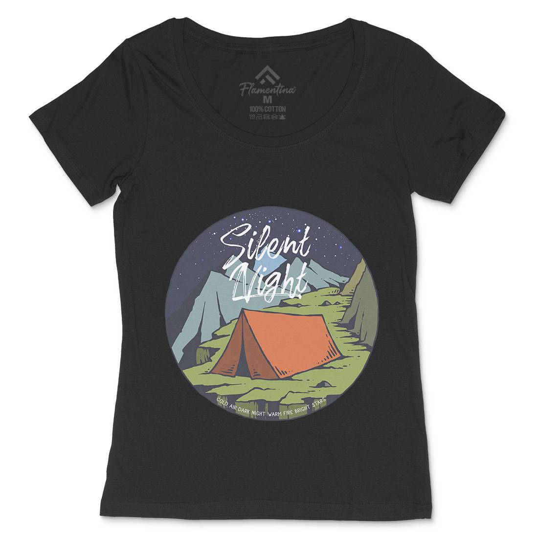 Night Camp Womens Scoop Neck T-Shirt Nature C751