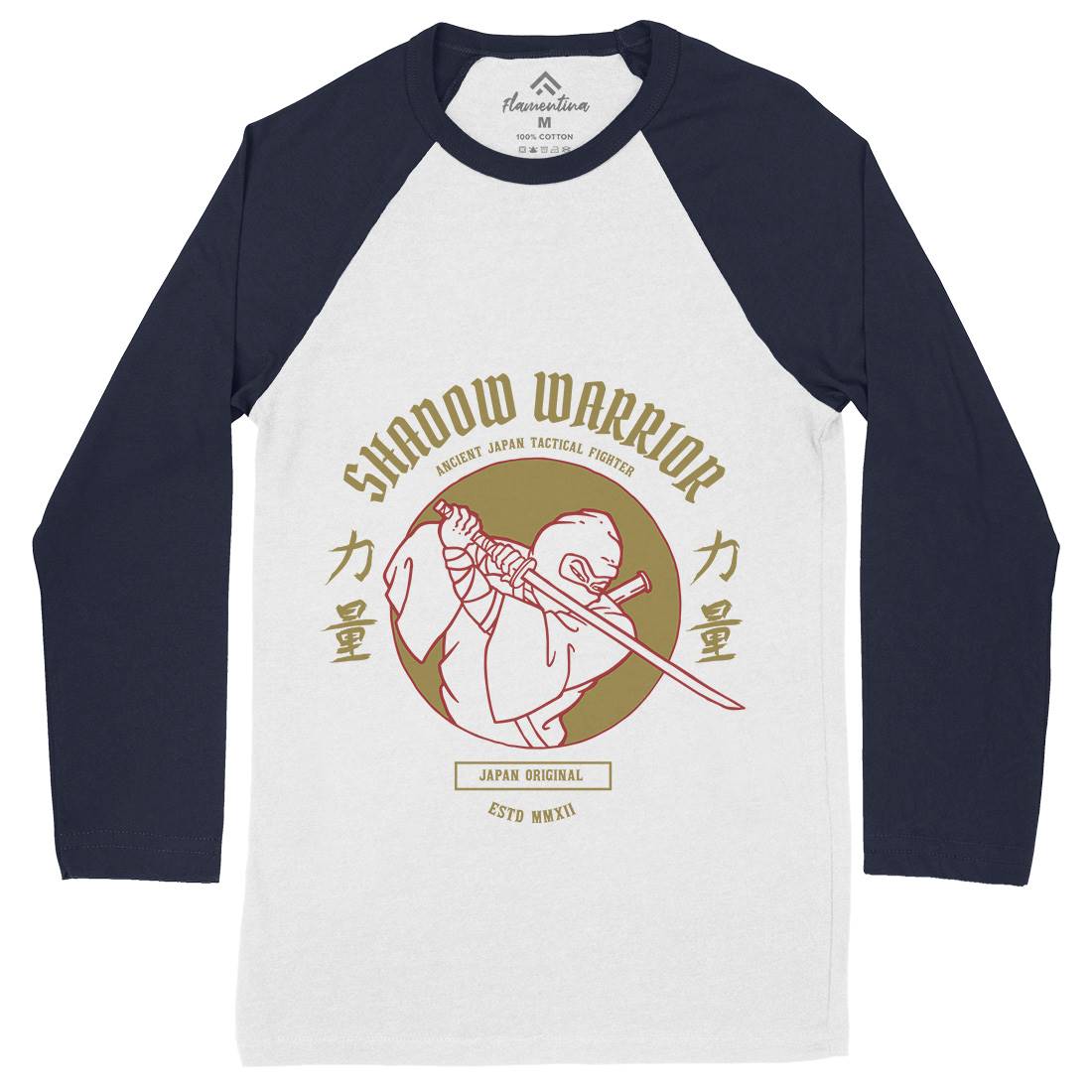 Ninja Mens Long Sleeve Baseball T-Shirt Warriors C752