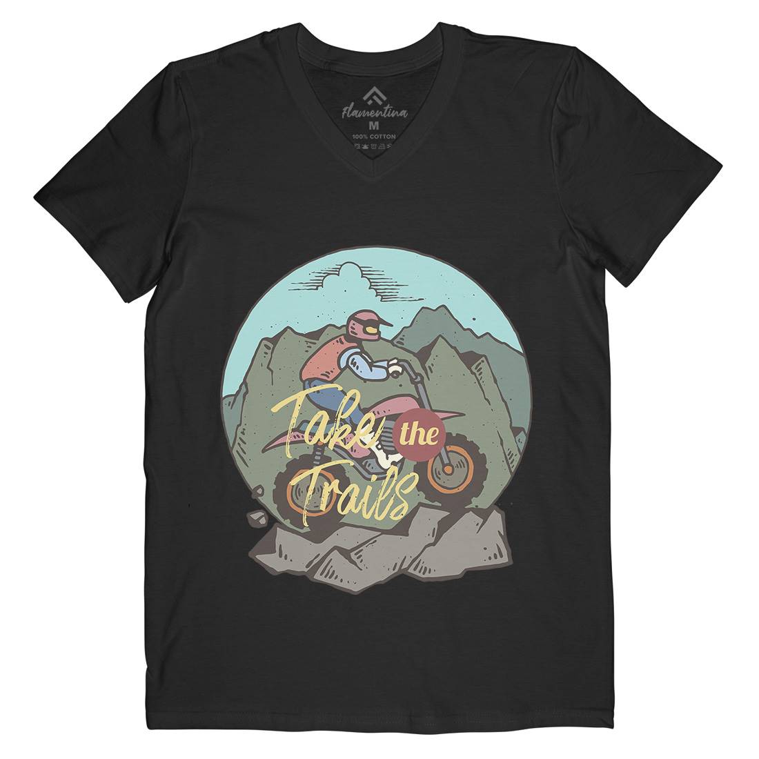 Offroad Moto Mens Organic V-Neck T-Shirt Motorcycles C753