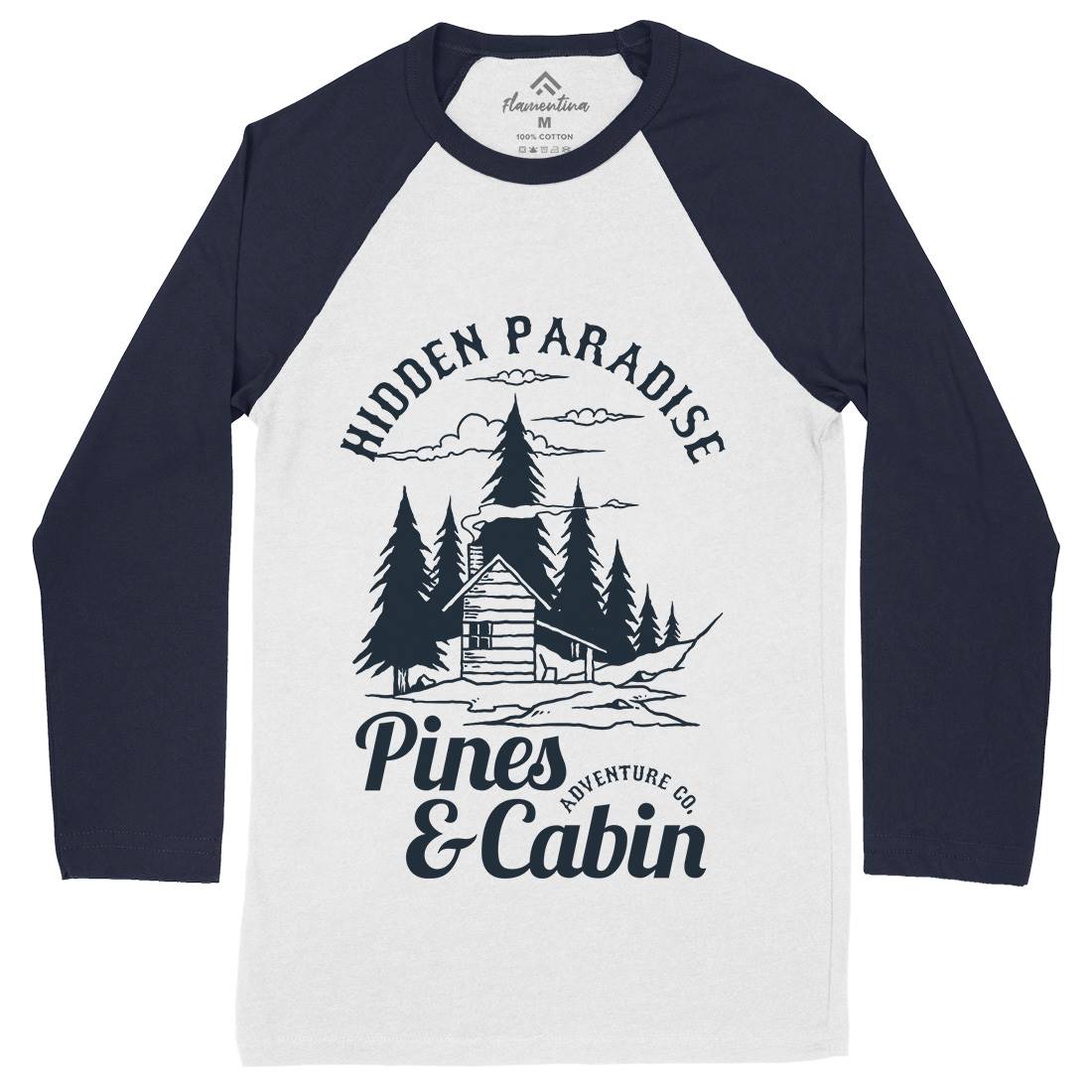 Pines And Cabin Mens Long Sleeve Baseball T-Shirt Nature C756