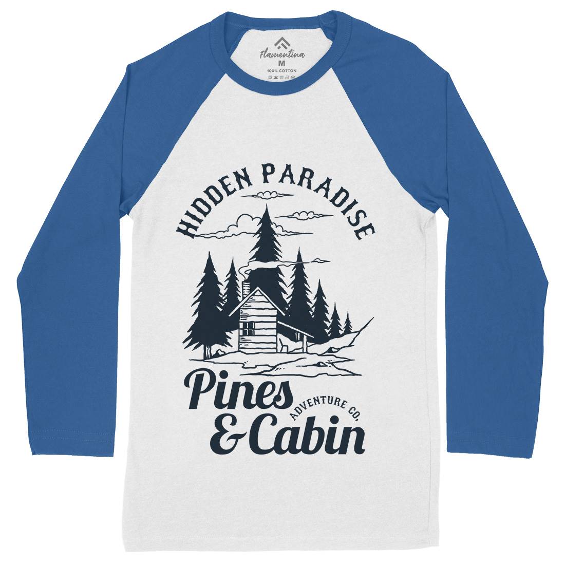 Pines And Cabin Mens Long Sleeve Baseball T-Shirt Nature C756