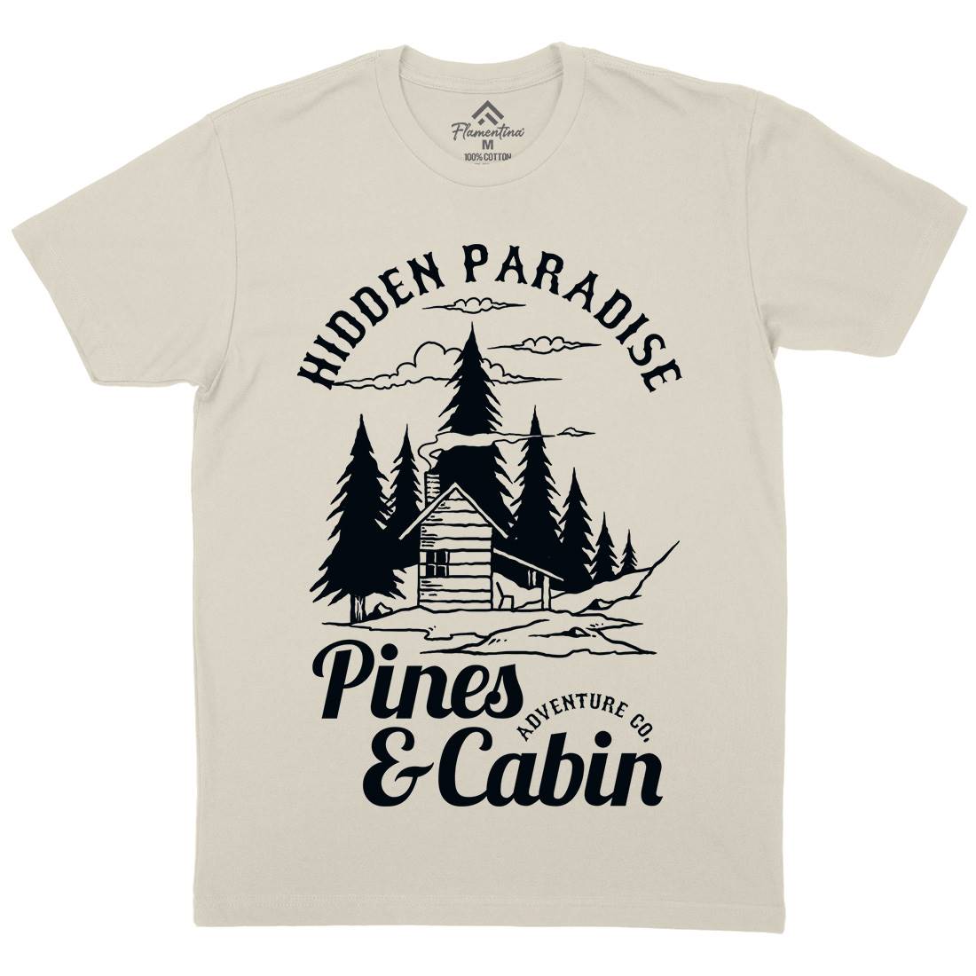 Pines And Cabin Mens Organic Crew Neck T-Shirt Nature C756