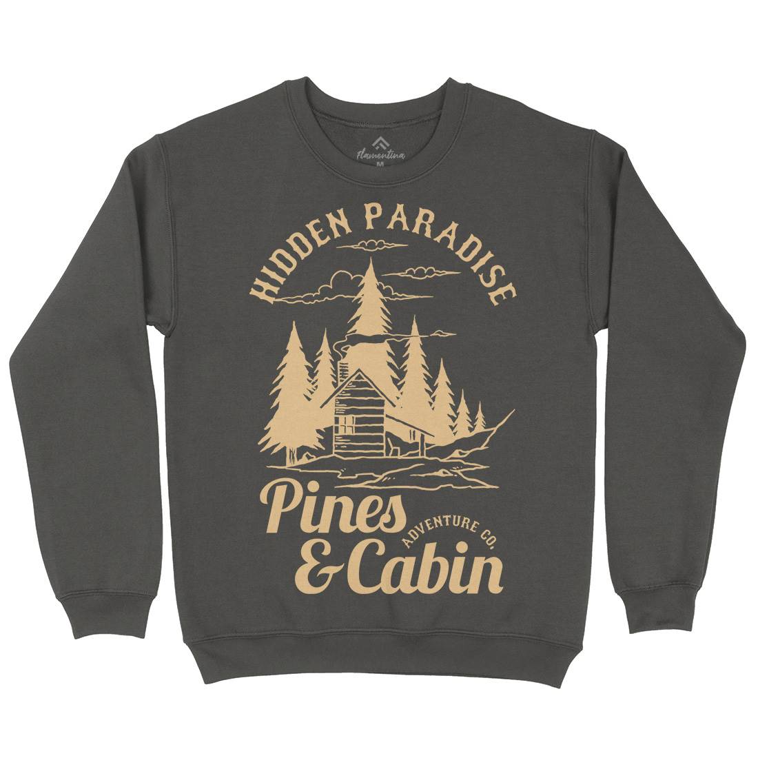 Pines And Cabin Mens Crew Neck Sweatshirt Nature C756