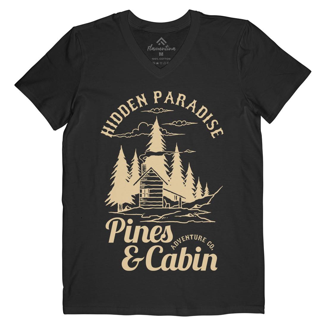 Pines And Cabin Mens Organic V-Neck T-Shirt Nature C756