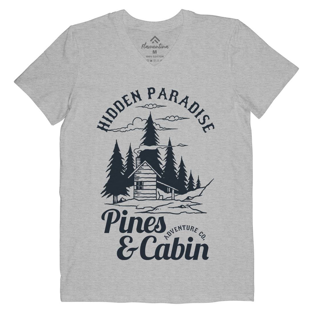 Pines And Cabin Mens V-Neck T-Shirt Nature C756