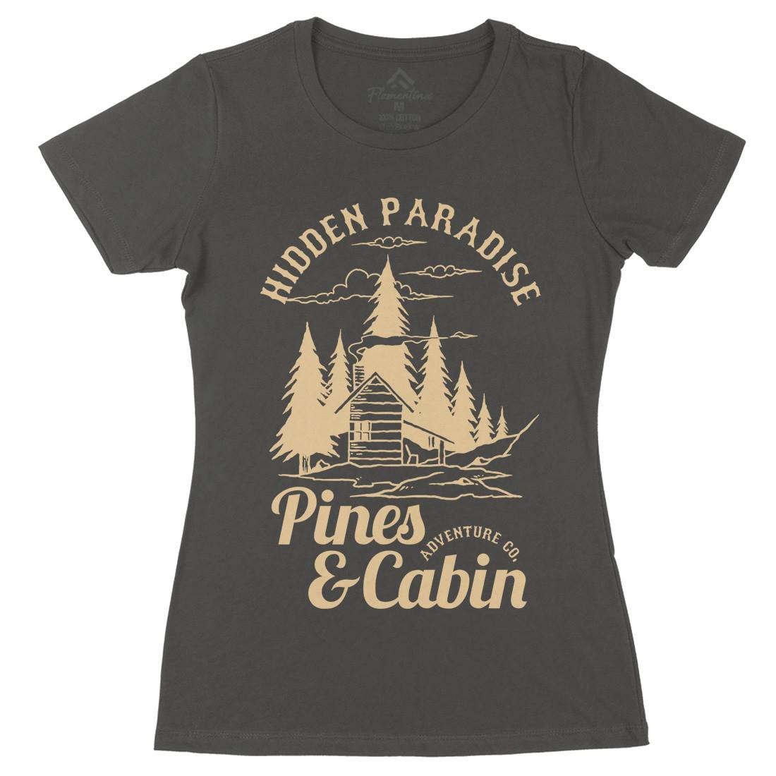 Pines And Cabin Womens Organic Crew Neck T-Shirt Nature C756