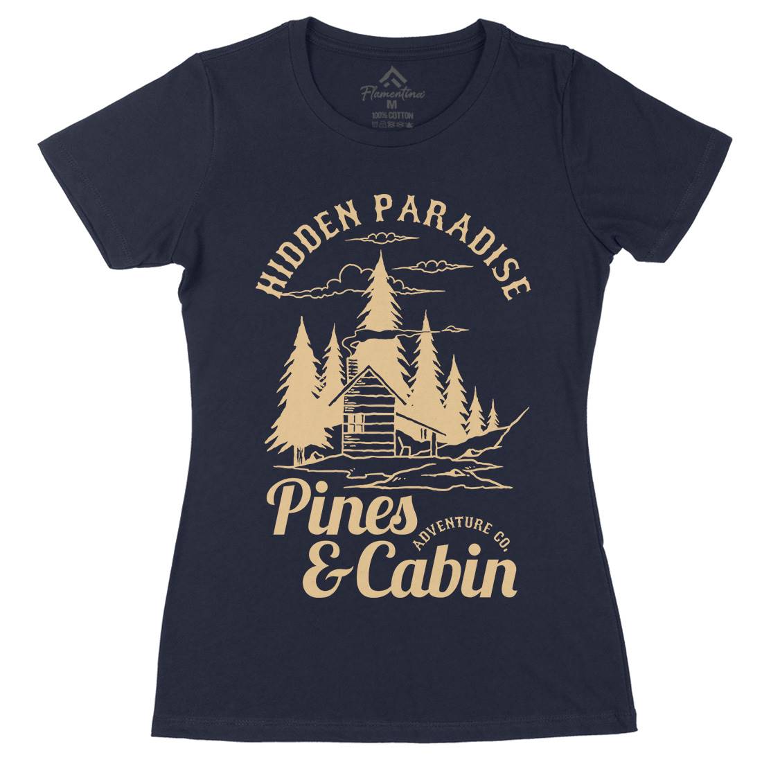 Pines And Cabin Womens Organic Crew Neck T-Shirt Nature C756