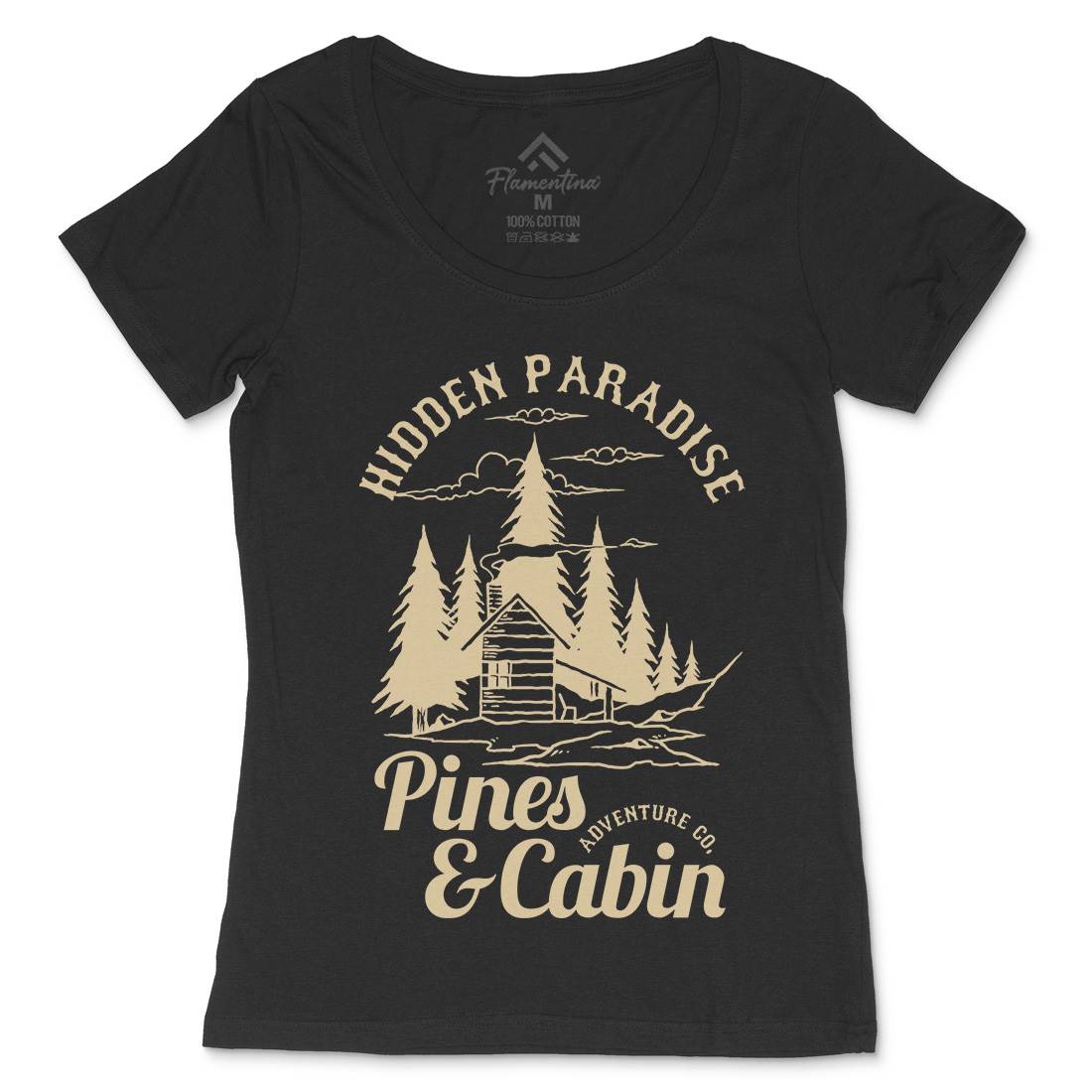Pines And Cabin Womens Scoop Neck T-Shirt Nature C756