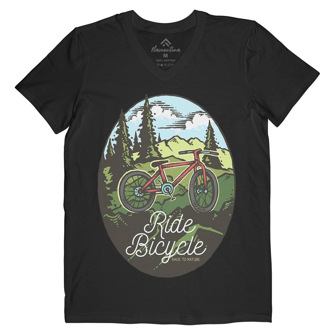 Ride Bicycle Mens Organic V-Neck T-Shirt Bikes C758