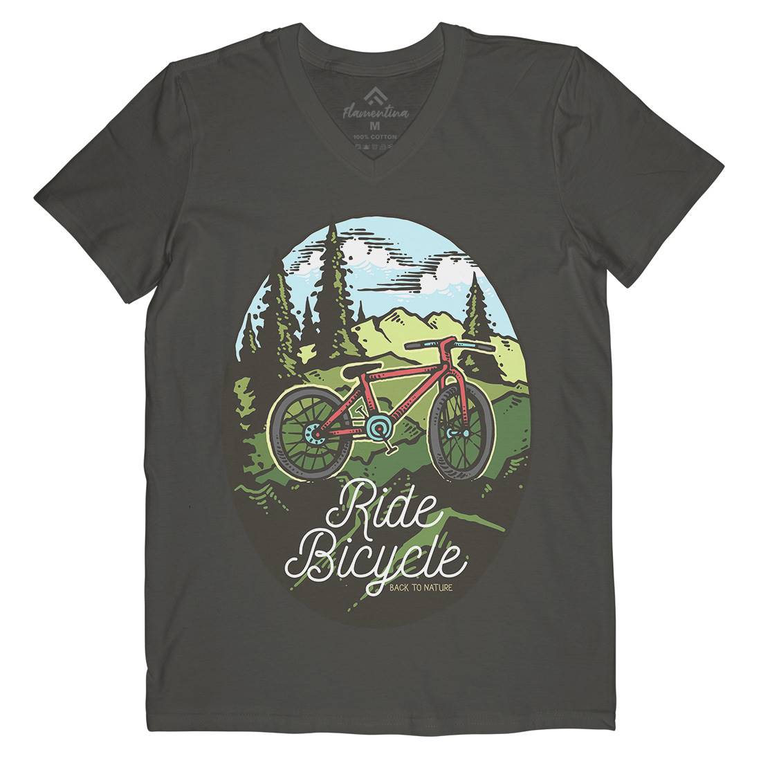 Ride Bicycle Mens V-Neck T-Shirt Bikes C758
