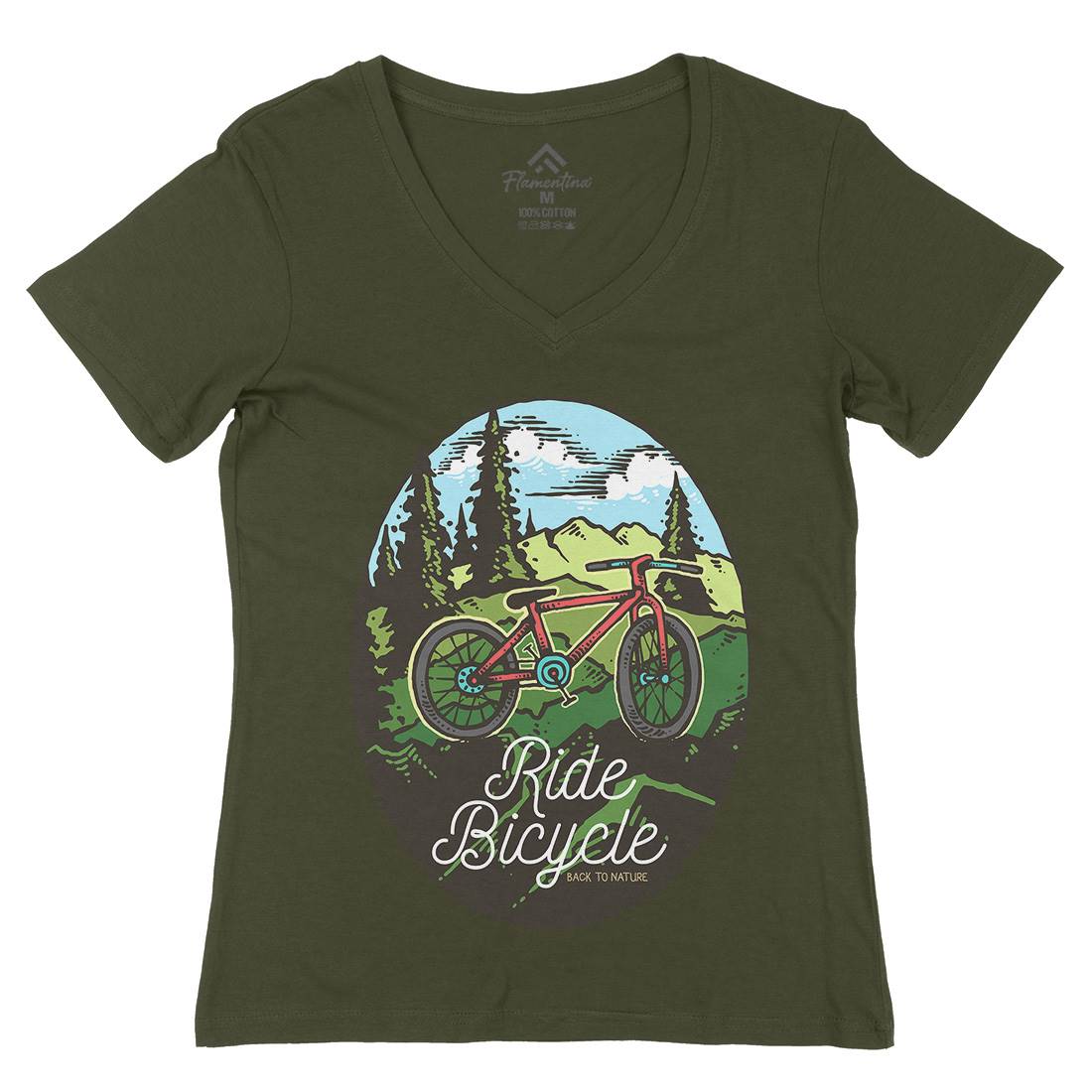 Ride Bicycle Womens Organic V-Neck T-Shirt Bikes C758