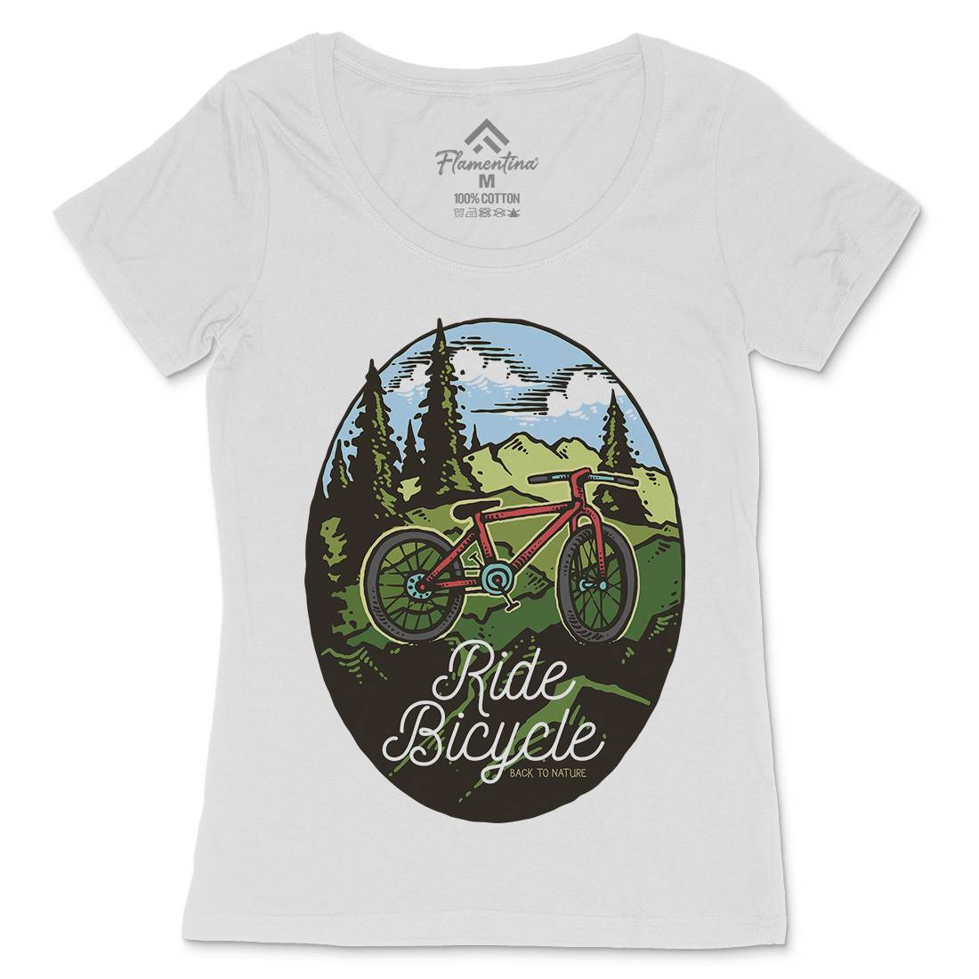 Ride Bicycle Womens Scoop Neck T-Shirt Bikes C758