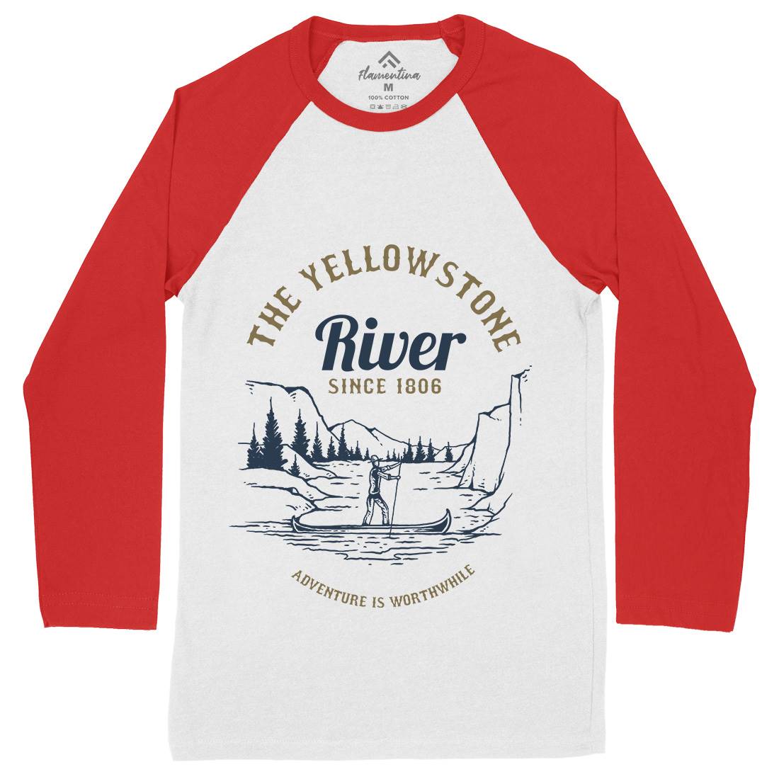 River Adventure Mens Long Sleeve Baseball T-Shirt Nature C759