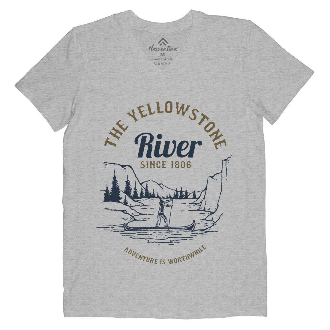 River Adventure Mens Organic V-Neck T-Shirt Nature C759
