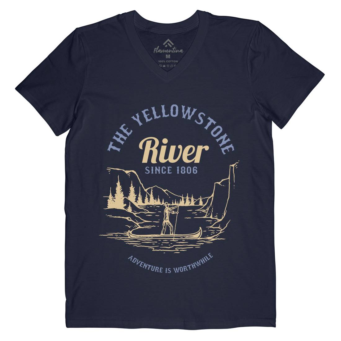 River Adventure Mens V-Neck T-Shirt Nature C759