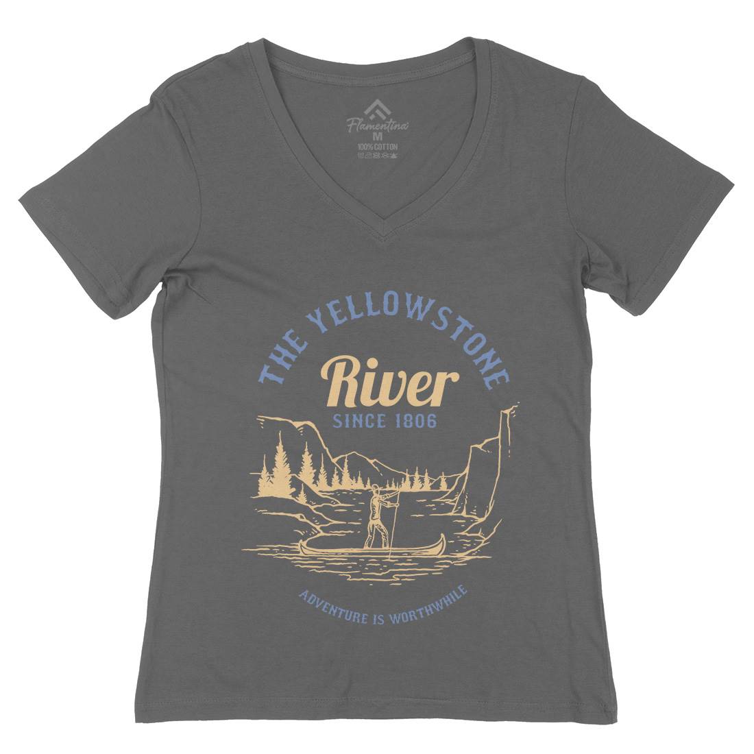 River Adventure Womens Organic V-Neck T-Shirt Nature C759