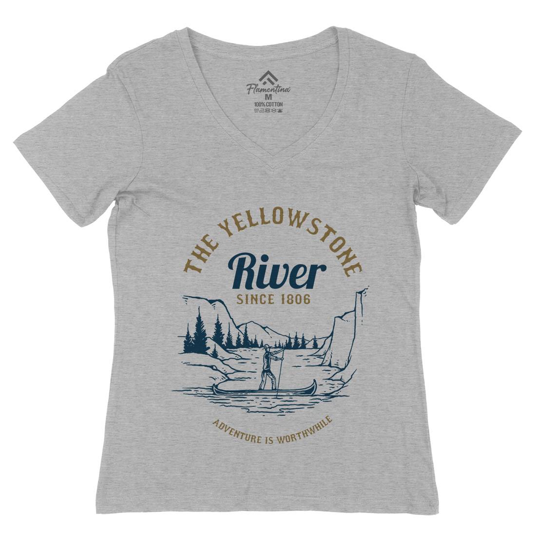 River Adventure Womens Organic V-Neck T-Shirt Nature C759