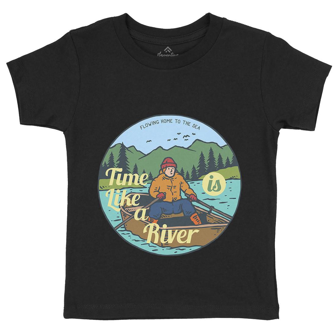 River Boat Kids Crew Neck T-Shirt Nature C760
