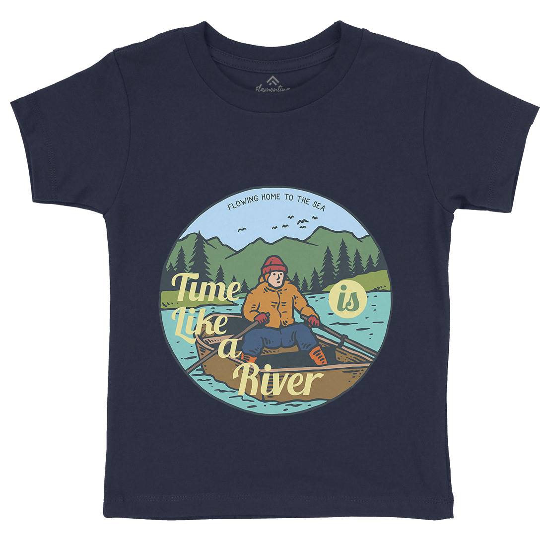 River Boat Kids Crew Neck T-Shirt Nature C760