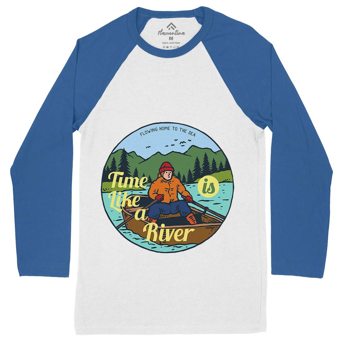 River Boat Mens Long Sleeve Baseball T-Shirt Nature C760