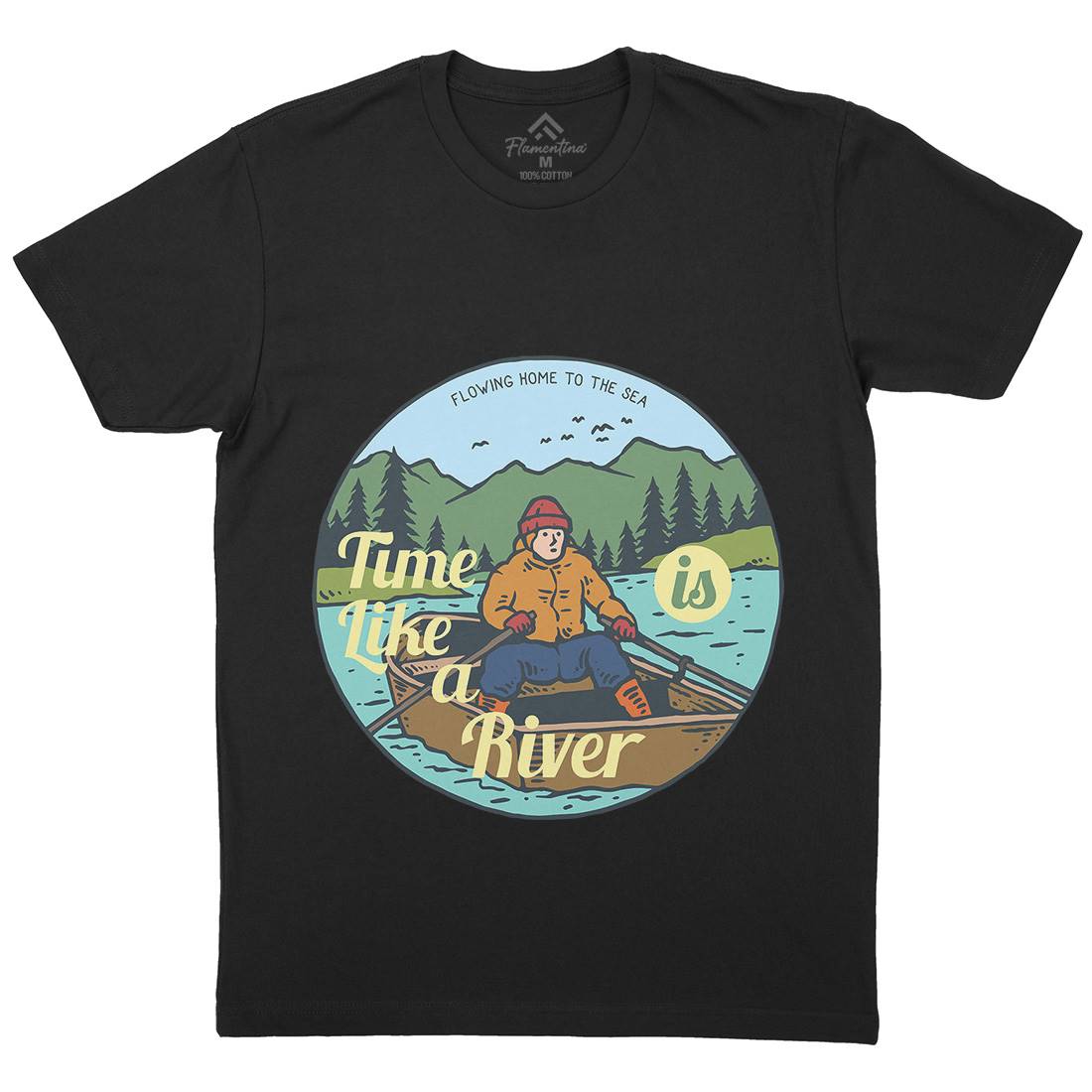 River Boat Mens Crew Neck T-Shirt Nature C760