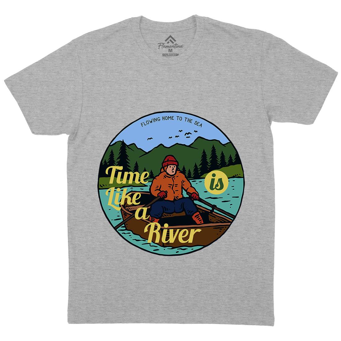 River Boat Mens Organic Crew Neck T-Shirt Nature C760