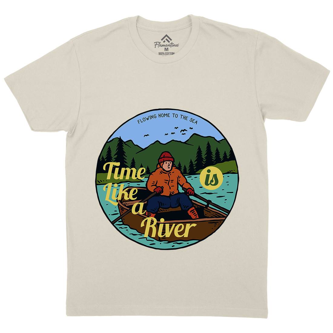River Boat Mens Organic Crew Neck T-Shirt Nature C760