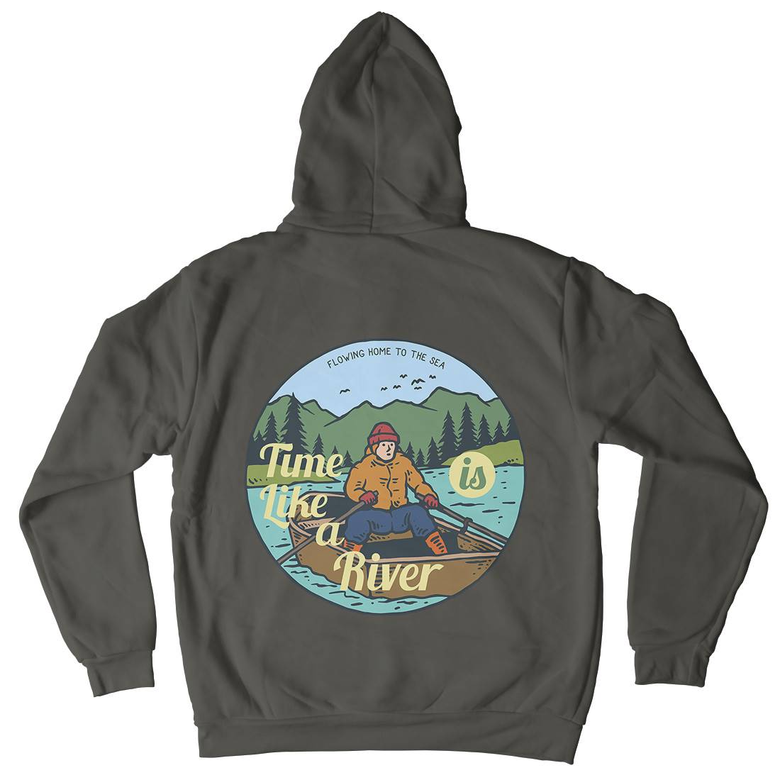 River Boat Mens Hoodie With Pocket Nature C760
