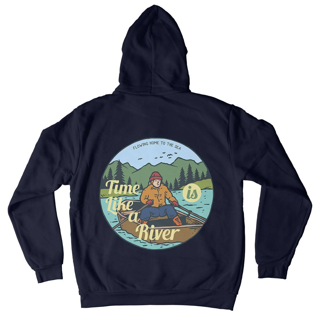 River Boat Mens Hoodie With Pocket Nature C760