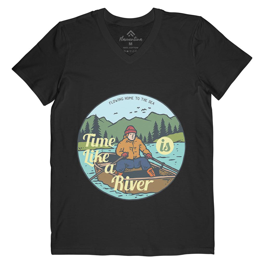 River Boat Mens V-Neck T-Shirt Nature C760