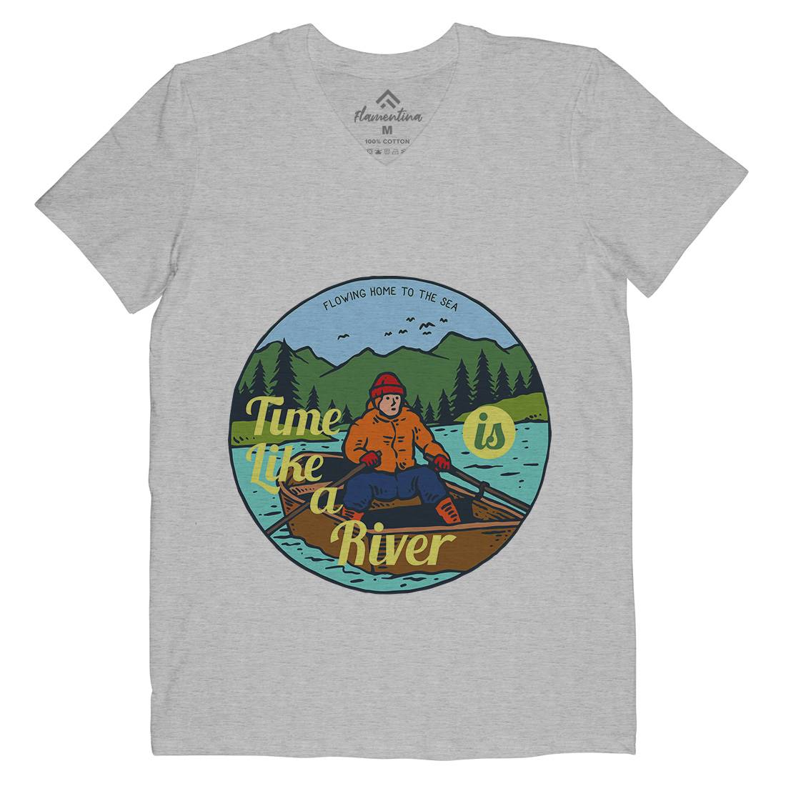 River Boat Mens Organic V-Neck T-Shirt Nature C760
