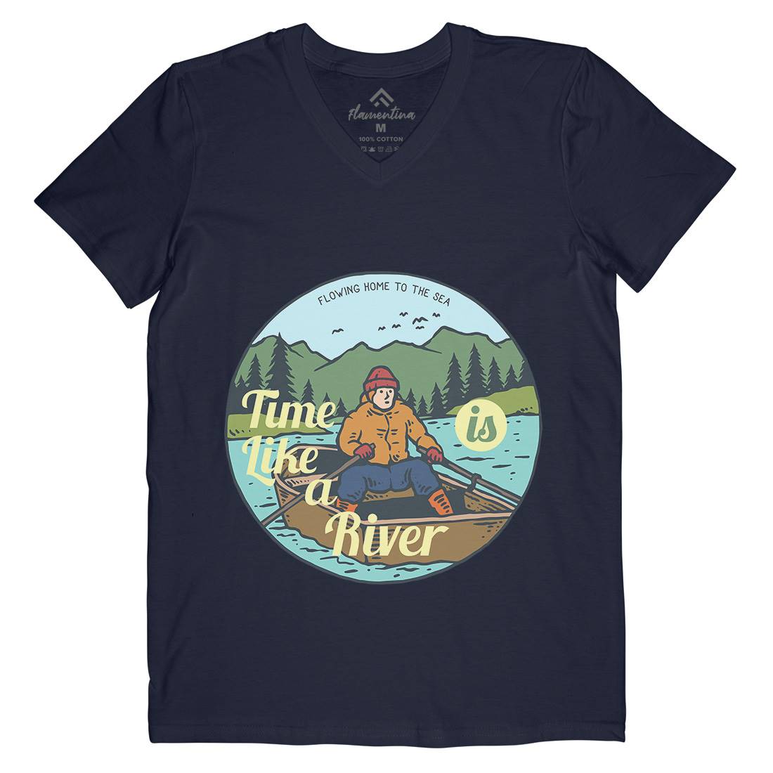 River Boat Mens V-Neck T-Shirt Nature C760