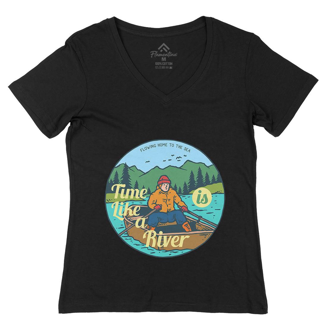 River Boat Womens Organic V-Neck T-Shirt Nature C760