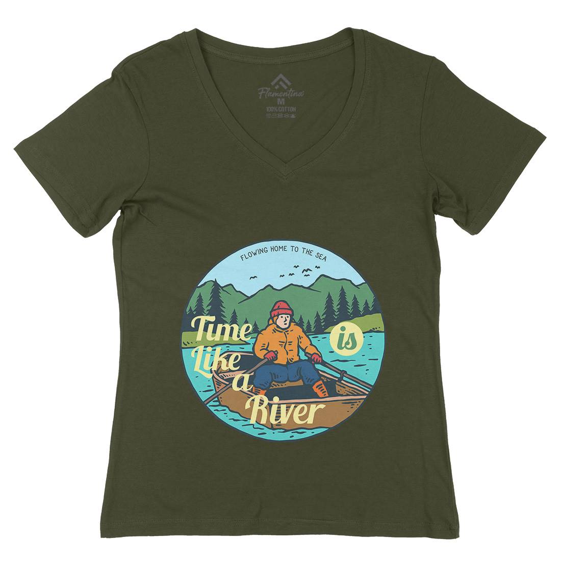 River Boat Womens Organic V-Neck T-Shirt Nature C760