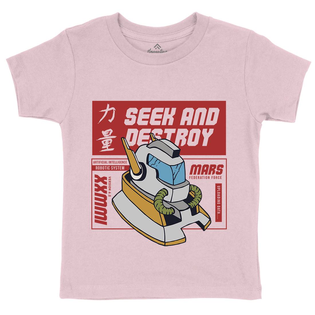 Robot Kids Crew Neck T-Shirt Retro C762