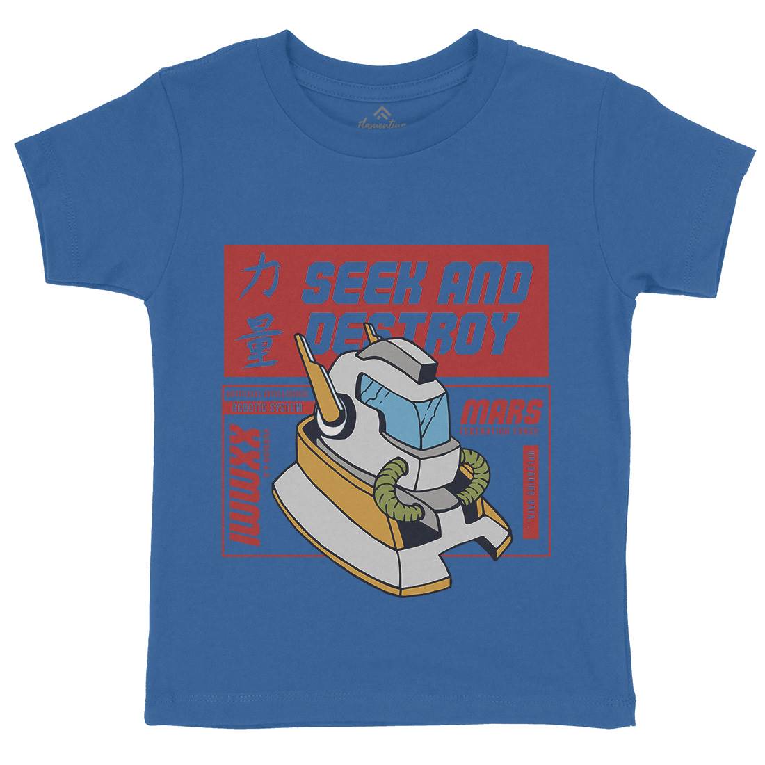 Robot Kids Crew Neck T-Shirt Retro C762