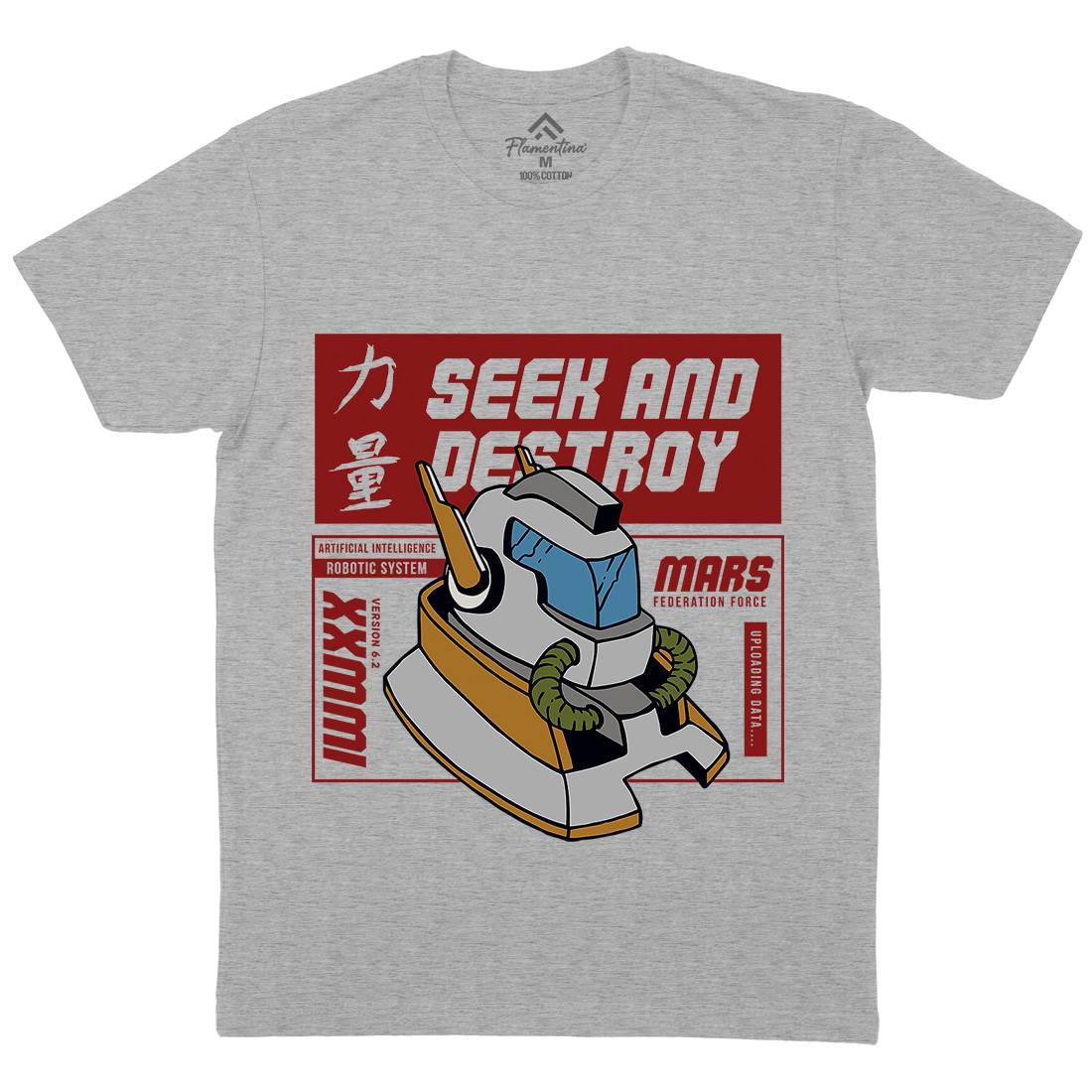 Robot Mens Crew Neck T-Shirt Retro C762