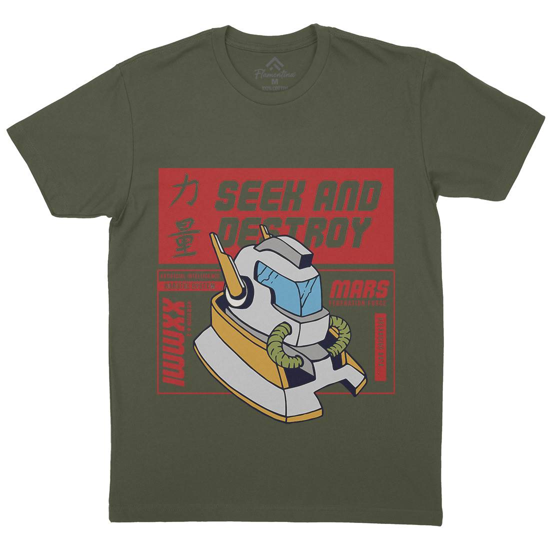 Robot Mens Crew Neck T-Shirt Retro C762