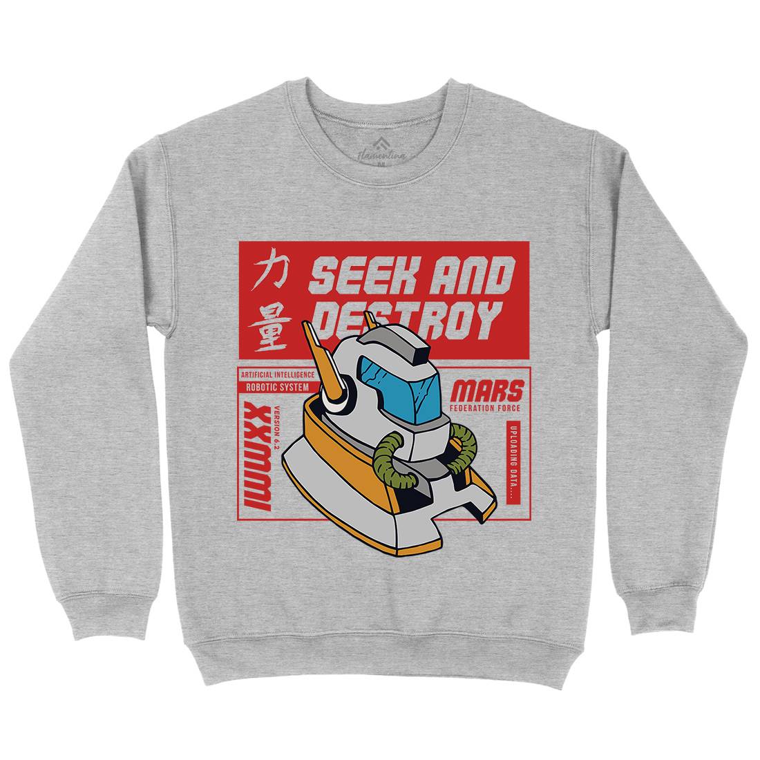 Robot Mens Crew Neck Sweatshirt Retro C762