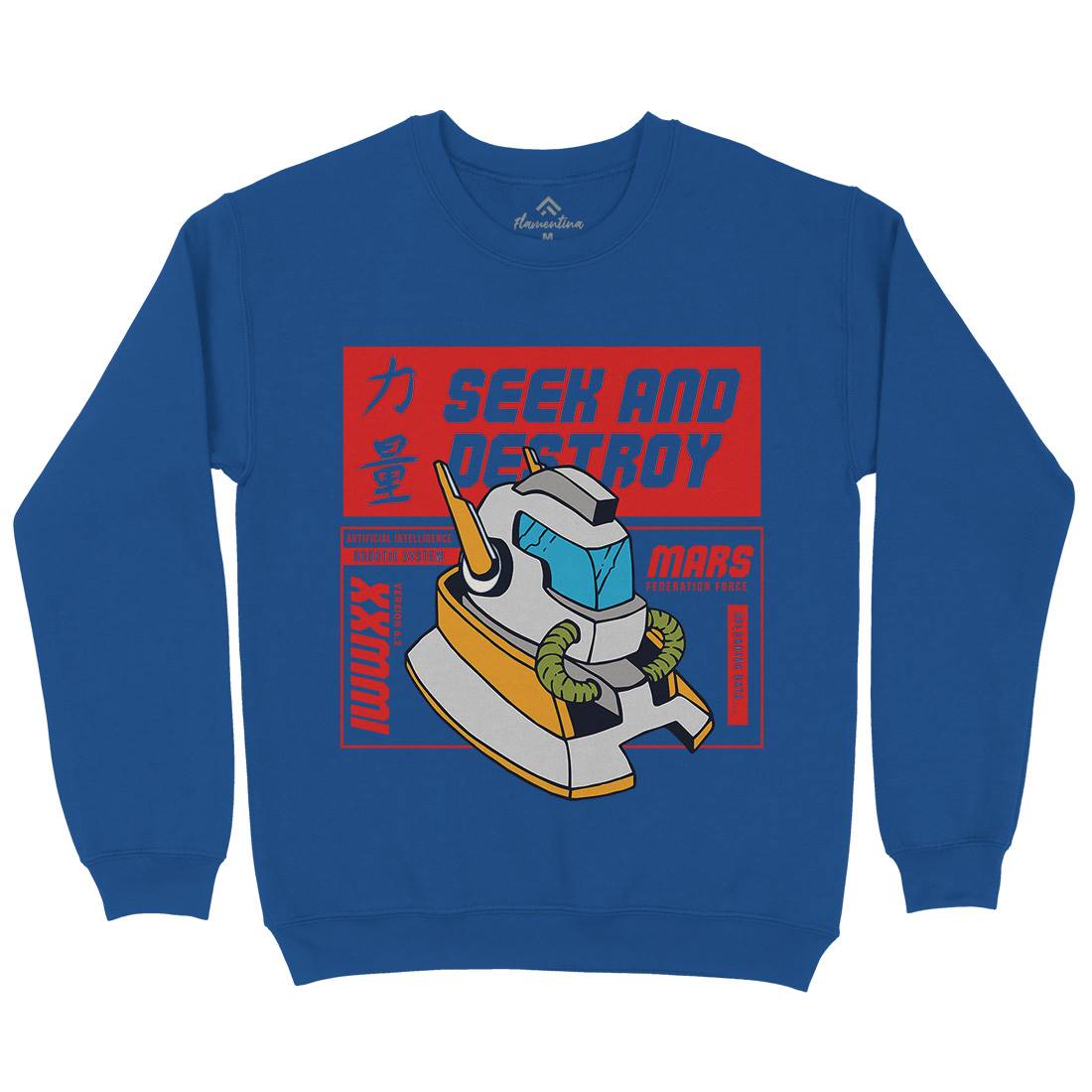 Robot Kids Crew Neck Sweatshirt Retro C762