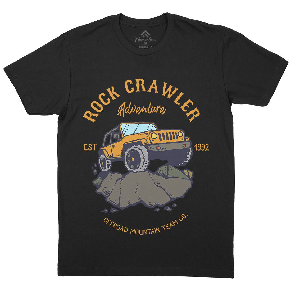 Rock Crawler Adventure Mens Organic Crew Neck T-Shirt Cars C763