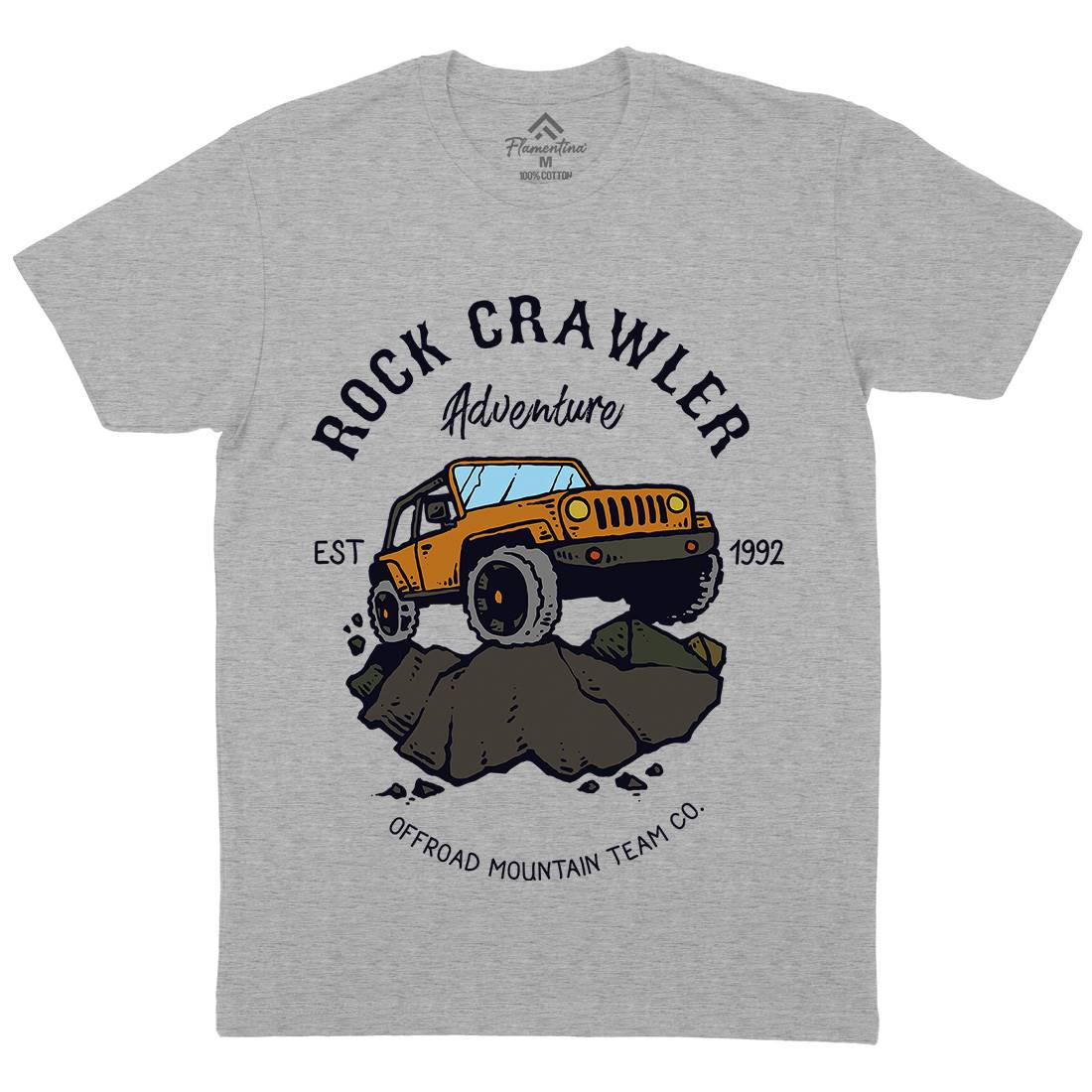 Rock Crawler Adventure Mens Organic Crew Neck T-Shirt Cars C763